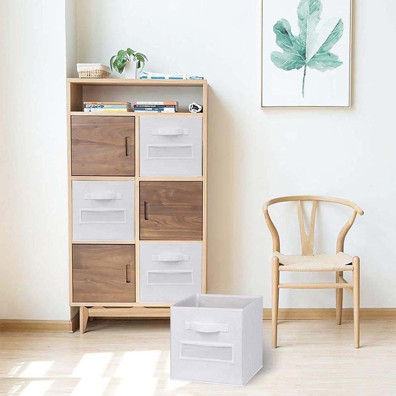 Fabric Storage Cubes (Set Of 10) 11 Inch Cube Storage Bin, Cube Storage With 8 Labels Window Cards & A Pen, Foldable Cube Organizer Bins, 11X11 Storage Bin, Cubby Organizer Bins, White