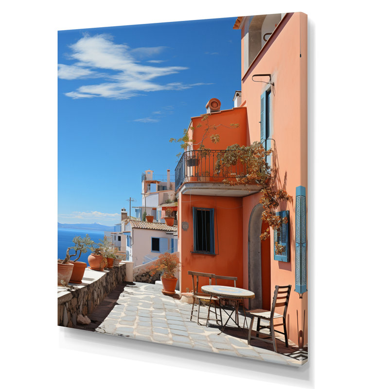 «Alfonsa» Italie tons terre cuite Fontanas II - impression, H 44 po x l 34 po x P 1,5 po, Toile tendue