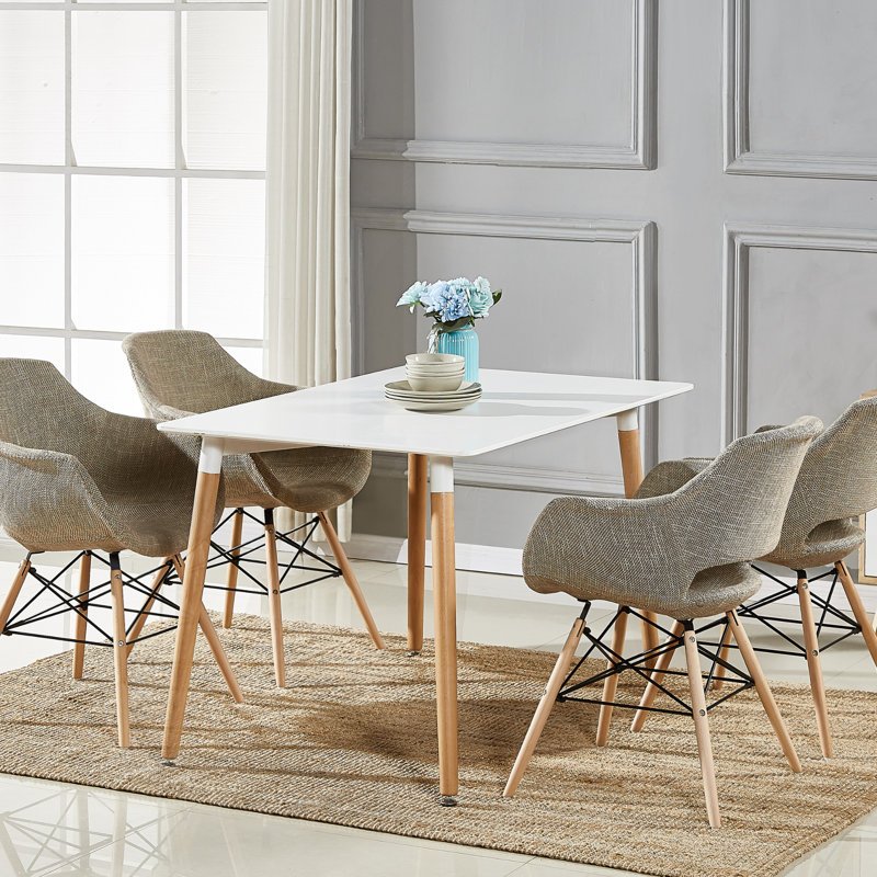 Geary Upholstered Dining Chair | Armchair | Solid Wooden Legs, Beige