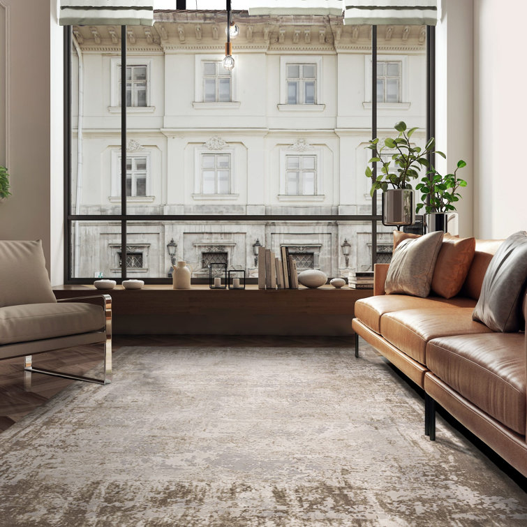 Abrienne Soft Shiny Border Beige Rug