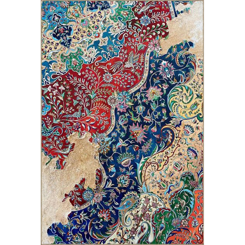 Tile Patterned Modern Patterned Woven Base And Decorative Washable Carpet, Rectangle 3'4" x 6'7"