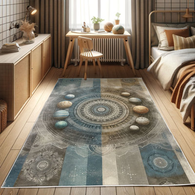 Machine Printed 177cm X 122cm Area Rug