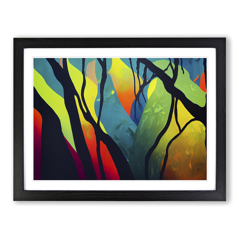 Astounding Modern Abstract Art - Single Picture Frame Print, 46cm H x 64cm W x 2cm D, Black Framed