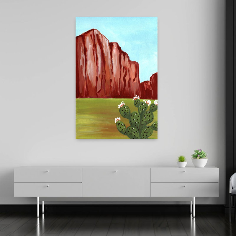Art mural de paysage de fleurs de cactus de Southwest