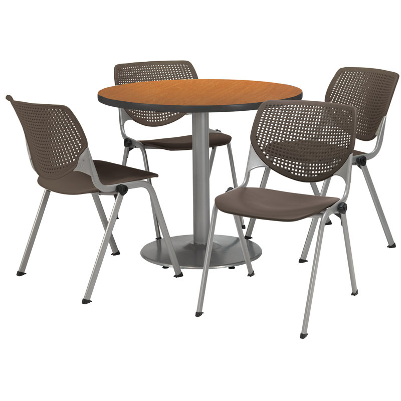 Table ronde pour salle de pause, Chêne moyen, L 36 po x P 36 po, Pierre brune