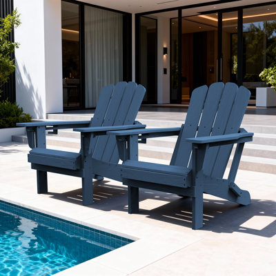 Ensemble de 2 chaises Adirondack pliables en polyéthylène haute densité pour l'extérieur avec porte-gobelets
