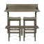 3-Piece Balcony Bar Set With Bottom Shelf Table And 2 Stools, Grey Finish