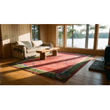 Large Hand Knotted Pile Wool Rectangle Antique 1920s Coral / Salmon Pink Rug