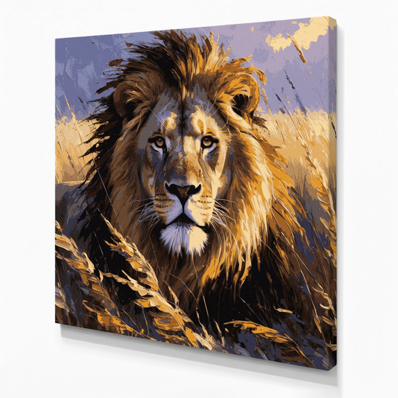 «Big Cats Grass Lion», art mural sur toile, H 16 po x l 16 po