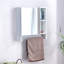 Armoire de salle de bain murale - Miroir avec tablettes et porte-serviettes 2 compartiments ouverts cachés blanc-1091457837
