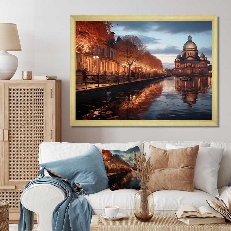 «Dublin Beautiful Cityscape Photo I», reproduction sur toile, H 24 po x l 32 po x P 1 po, Encadrement doré