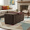 Bretton 42"W Upholstered Polyester Fabric Transitional Rectangular Lift-Top Storage Ottoman with Tray Table Top
