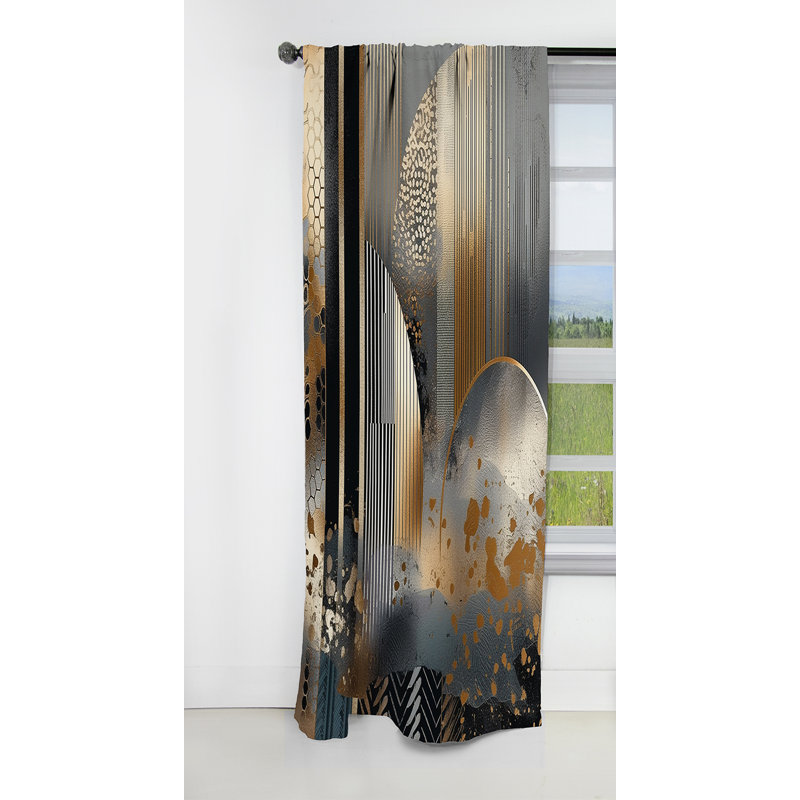 Shapes And Lines Abstract Marble IV - Rideau occultant en marbre Abstract Marble - 1 panneaux, L 52 po x L 108 po