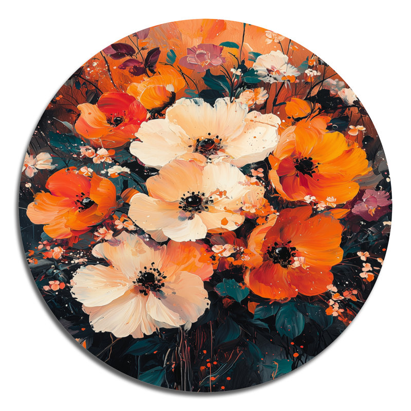 Juanisha - Traditional Orange Metal Art Print, 16" H x 16" W