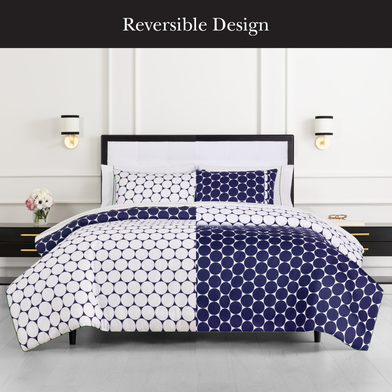 kate spade new york Fall Poppies Twin Comforter Set, 100% Cotton, All Season 2 Piece Reversible Bedding Set, White and Garnet
