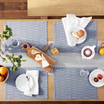 Martha Stewart Honeycomb Modern Farmhouse Reversible Placemat 4-Pack Set, 13"x17.5"