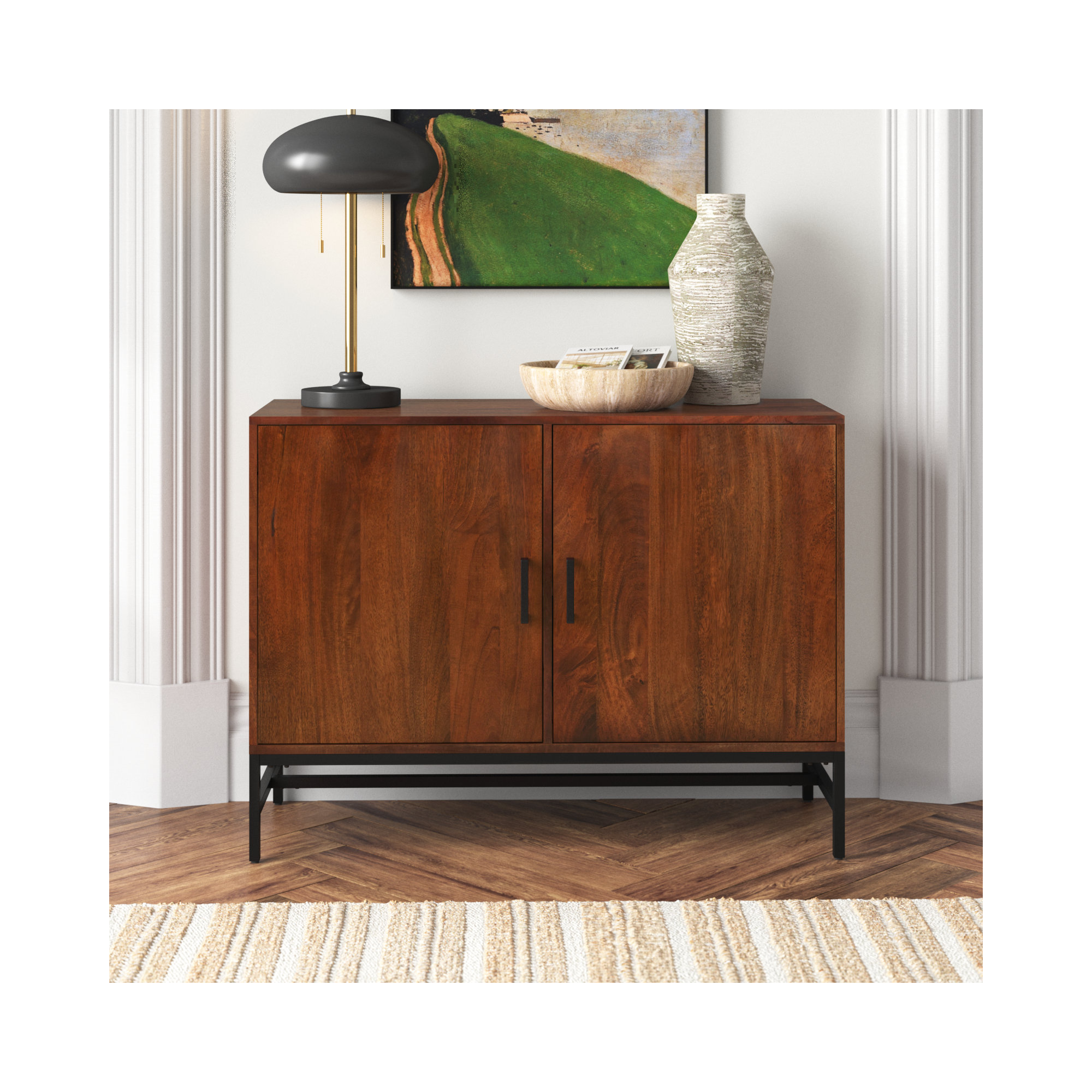 Ivywood 40" Wide Mango Solid Wood Sideboard, Walnut