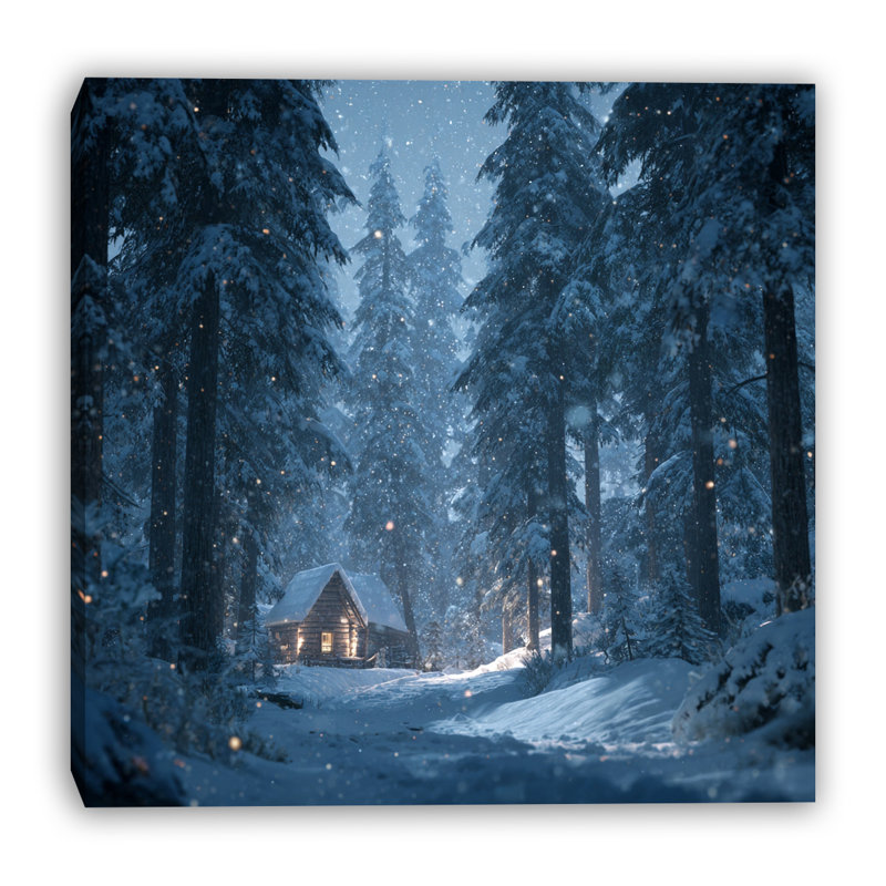 «Deep Winter Pines», art mural sur toile tendue, 40 po x 40 po