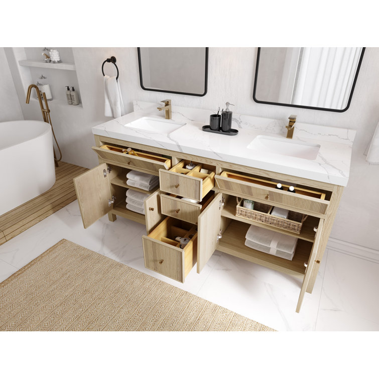 León 72in. Free-standing Double Bathroom Vanity in Fir Wood Brown with –  Vinnova Design