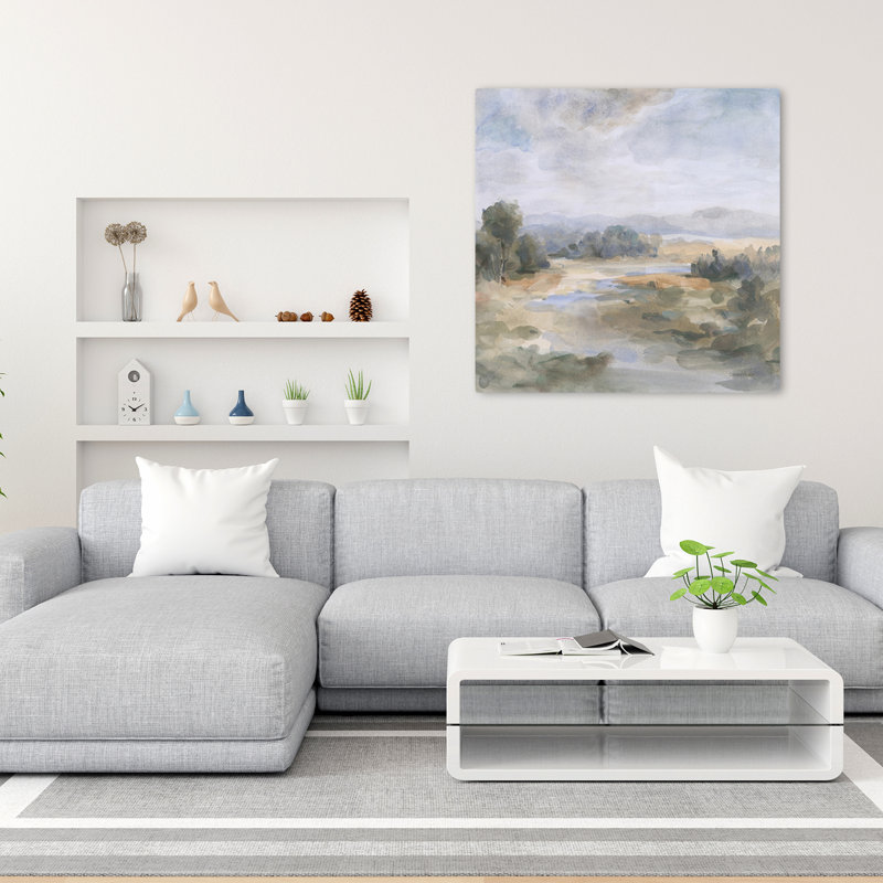 River Afternoon Contemporary Art, 36" H x 36" W