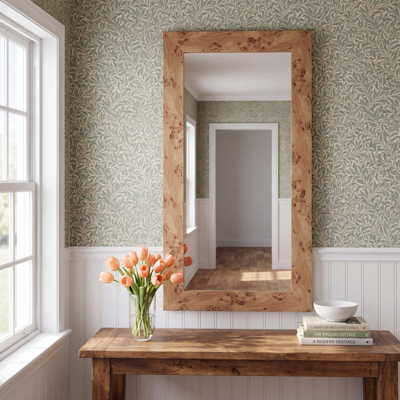 Burled Wall Mirror, 48" x 24"