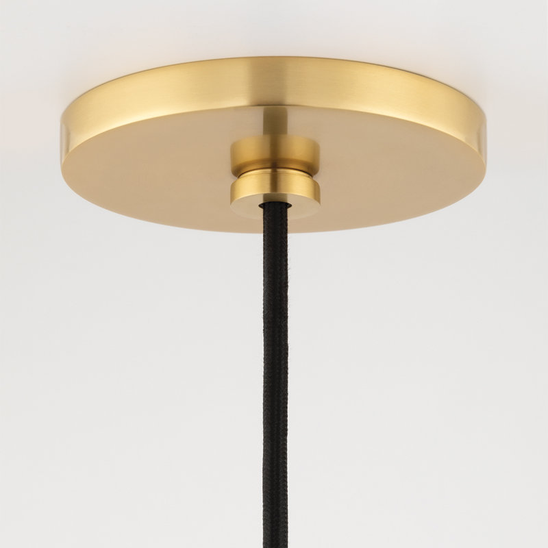 Elegant Scalloped Edge Linen & Aged Brass 20" Pendant Light