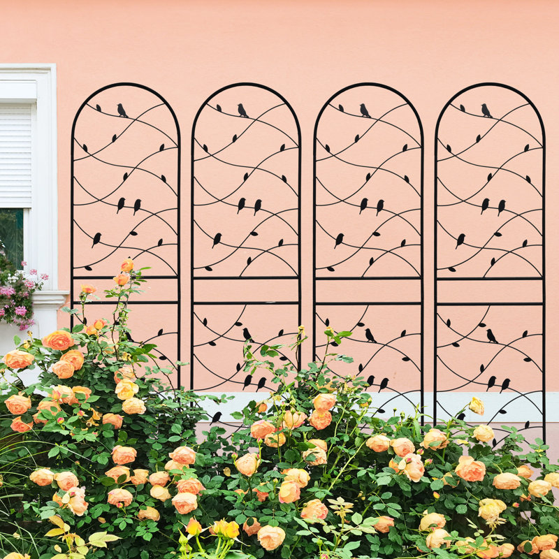 Ensemble de 4 treillis de jardin en métal 71 po x 19,7 po antirouille. Noir pour l'entretien des fleurs d'extérieur. Tube galvanisé facile à assembler. Vignes de lierre adaptées, rose, gloire du matin, jasmin, concombre antirouille 19,7 po. Escalade