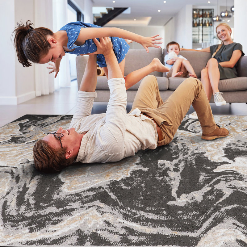 Tapis gris / abstrait 5X7, Rectangle 5 pi 3 po x 7 pi 6 po