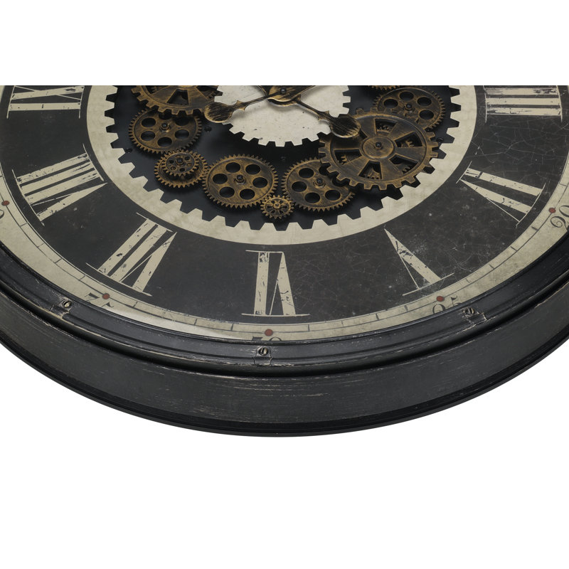 Horloge, 30 po, mécanisme d'engrenage, grande horloge murale, brun, transitionnel