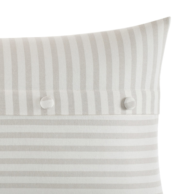 Beige and White Striped Cotton Rectangular Throw Pillow