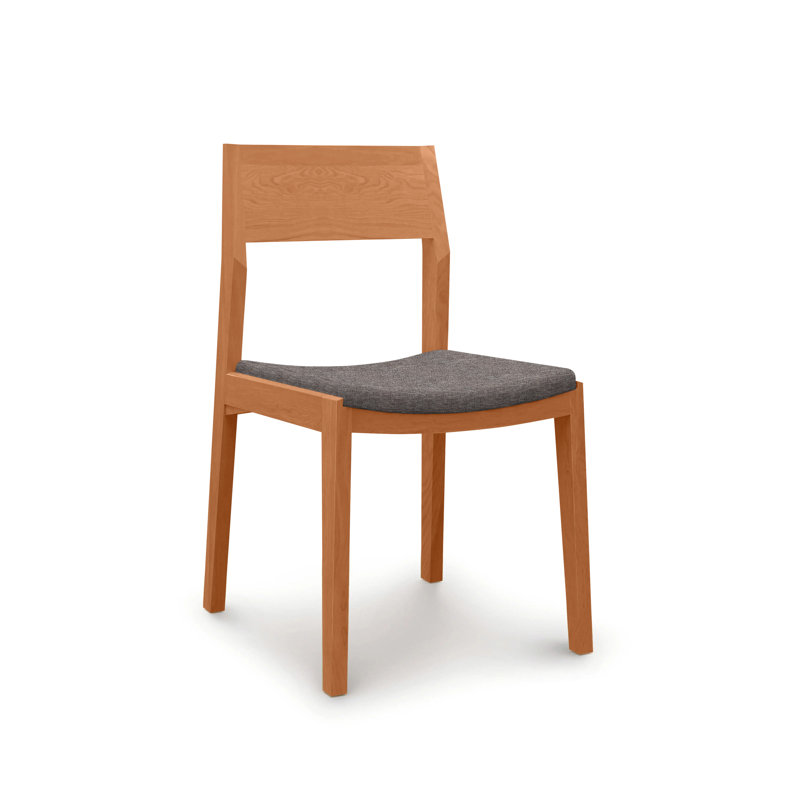 Iso Side Chair, Sterling Polyester, Natural Cherry