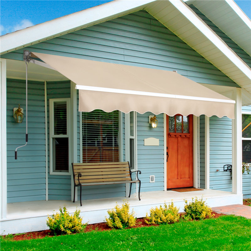 Retractable Patio Awning, Beige, 250 cm L x 200 cm W