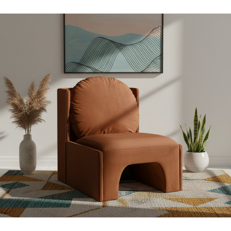 Fauteuil d'appoint en velours Castner, Velours cognac