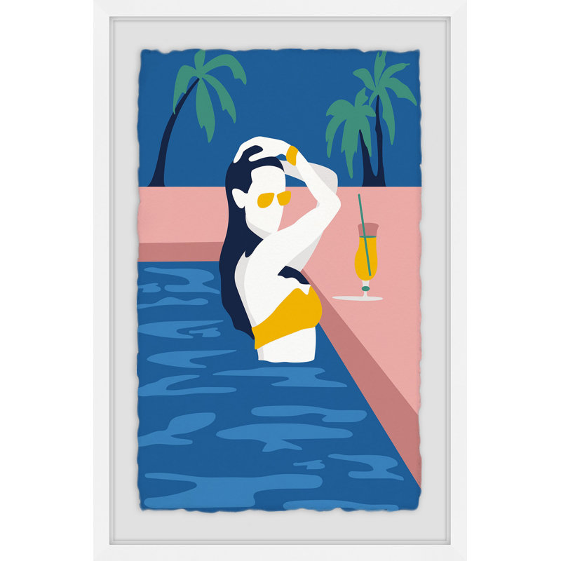 « pool drink », impression encadrée, H 18 po x l 12 po x P 1,5 po