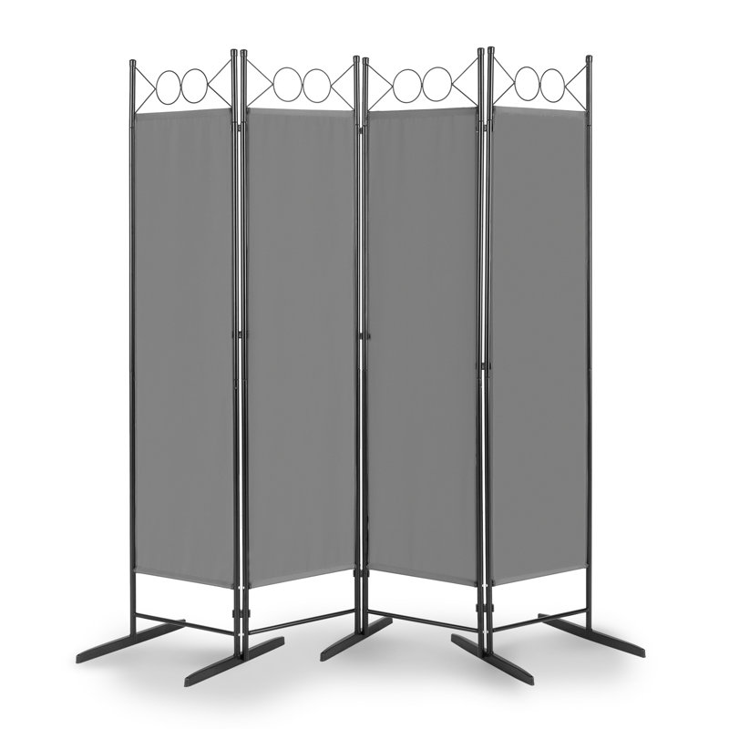 164.1cm W x 175cm H 4 - Panel Folding Room Divider, Grey
