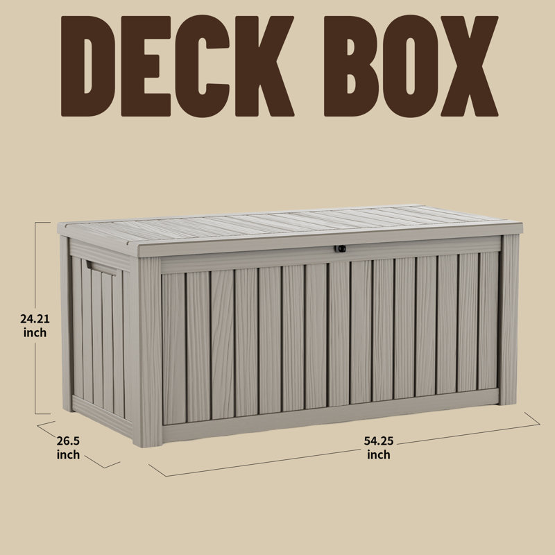 Coffre de terrasse en résine résistant à l'eau 130 gallons, coffre de rangement en résine résistant aux intempéries, grande capacité verrouillable, banc de rangement extérieur polyvalent