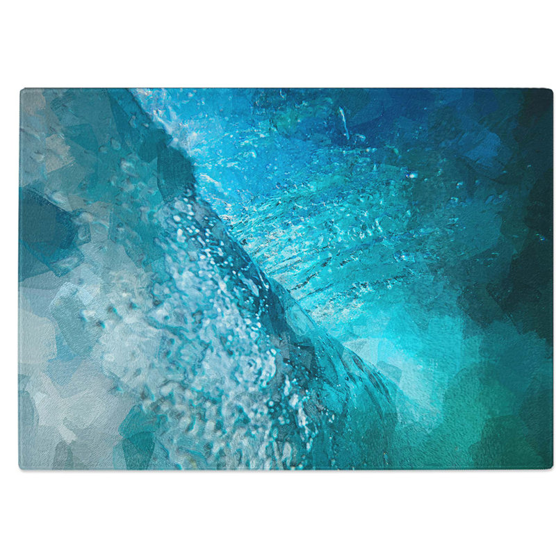 Tempered Glass Beautiful Wave Chopping Board, 28.5 cm W x 20 cm L
