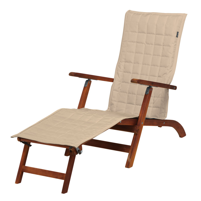 Ayvion Polyester Box Cushion Chaise Lounge Slipcover, Antique Beige