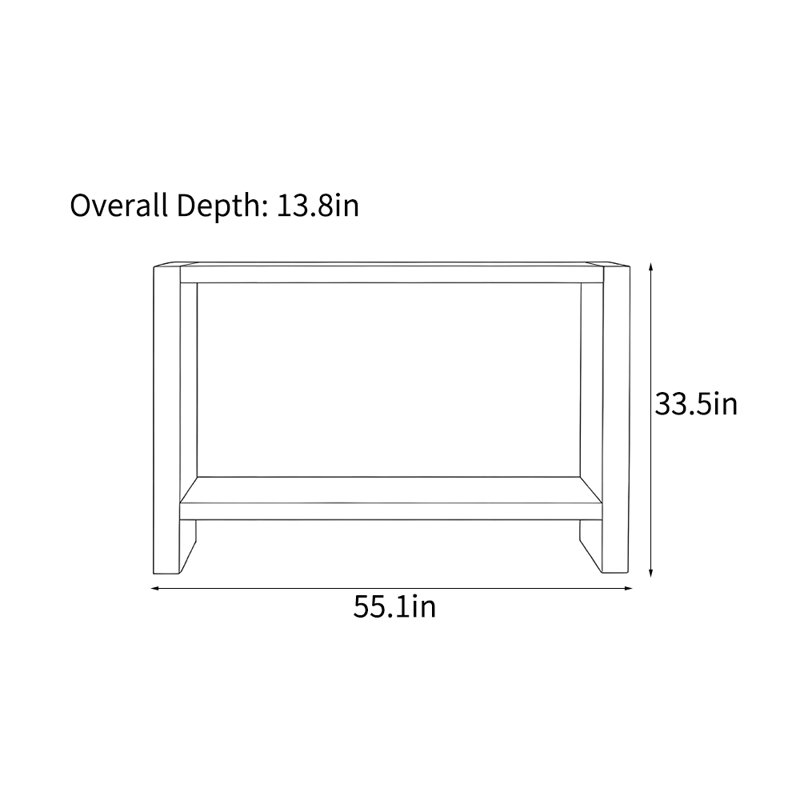 Console Wabi-sabi,  H 33,5 po x l 55,1 po x P 13,8 po