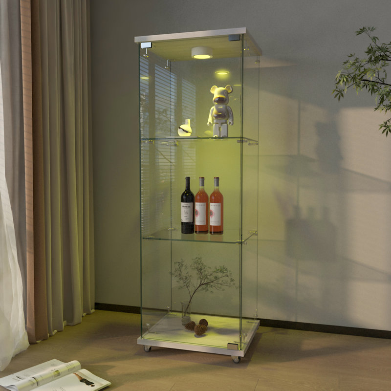 Vitrine moderne en verre avec lumières DEL, Blanc