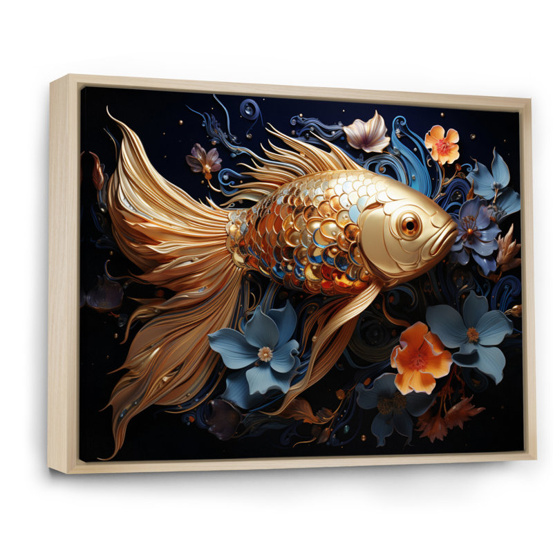 " Fishing Dreamy Deep ", 34" H x 44" W x 1.5" D, Natural Floater Framed