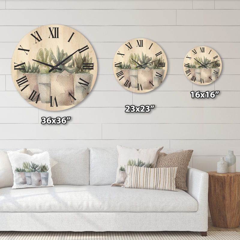 Horloge murale Cactus and Succulent House Plants III, Très grand
