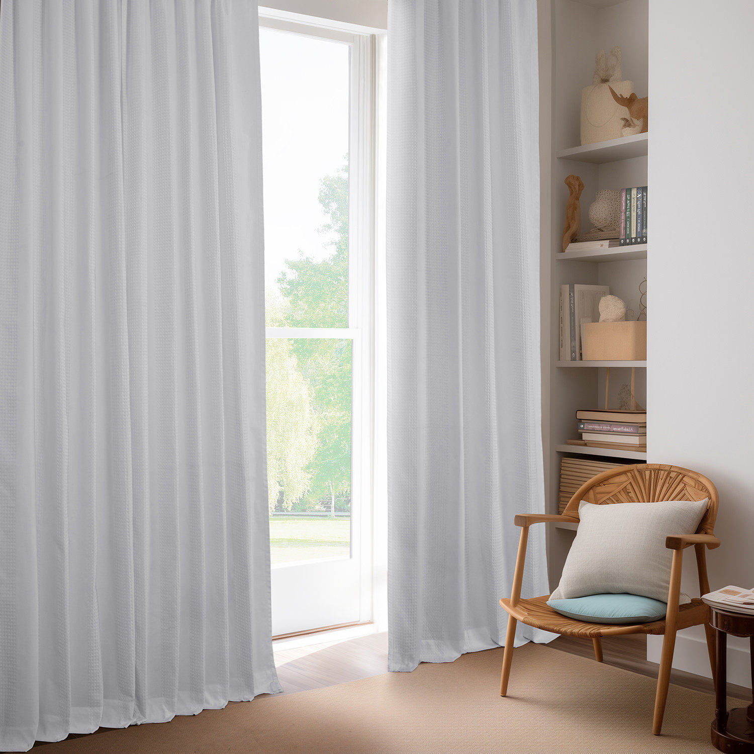 Serinity Cotton Rod Pocket Sheer Curtains For Bedroom & Living Room Curtains Pair (2 Panels), 36.5" W x 96" L