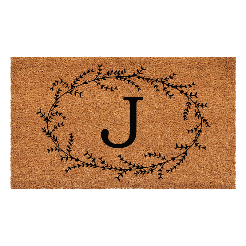 Holubov Personalizable Non-Slip Floral Outdoor Doormat, 30" W x 48" L, J