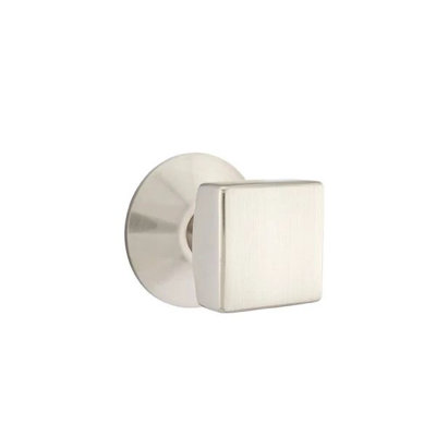 Emtek Privacy Interior Mortise Set w/ Modern Rosette & Square Knob (LH)