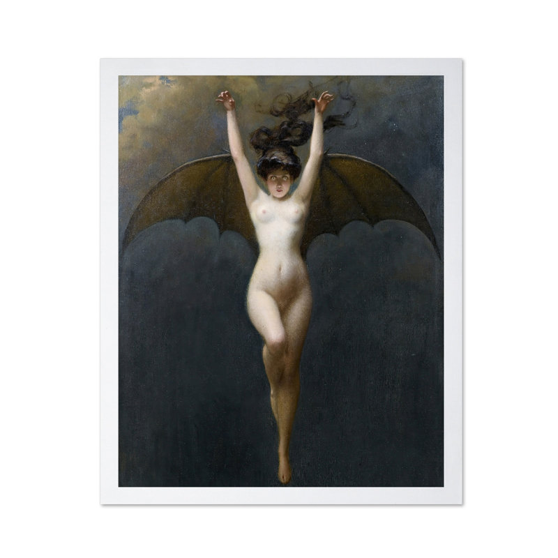 Albert Joseph Penot - La femme chauve-souris, H 24 po x l 32 po, Affiche, Encadrement blanc