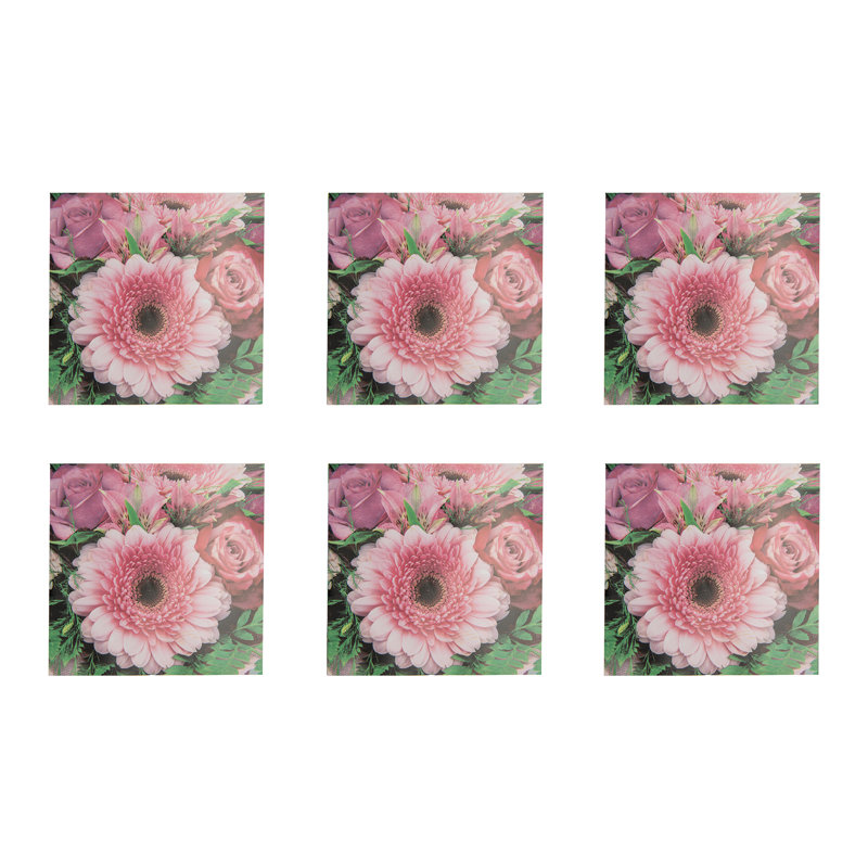 Paquet de 20 serviettes de table Gerbera 3 plis - Ensemble de 6