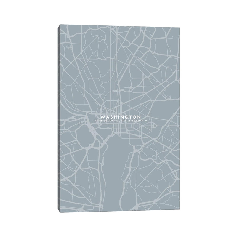 Washington City Map - Wrapped Canvas Print, 101.6 cm H x 66.04 cm W