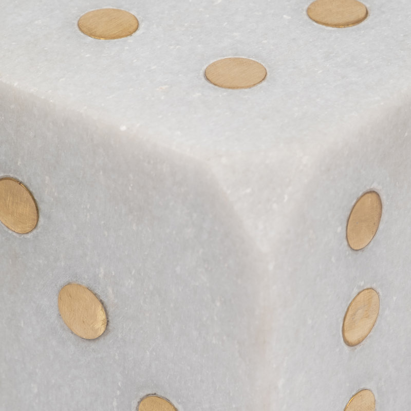 Modern Marble Dice Sculpture for Home Decor - Decorative Object Accent for Decorations for Living Room Styling or Tabletop Display - 4", White & Gold