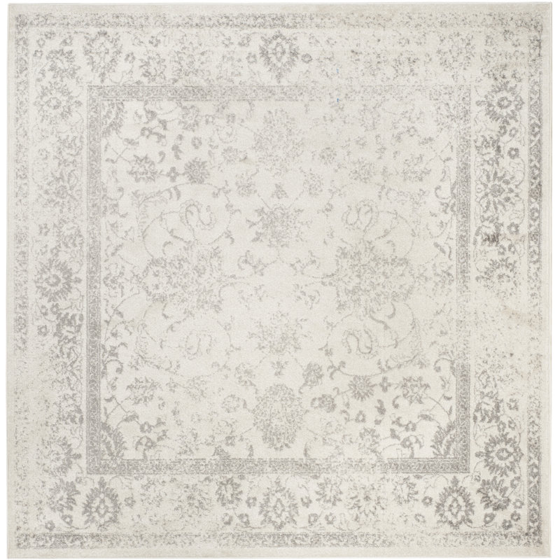 Stromsburg Floral Area Rug, Square 91 cm, Ivory